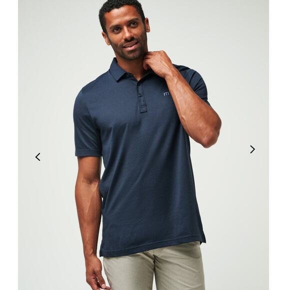 Travis Mathew The Zinna Polo Shirt Blue Size L TaylorMade Logo Golf EUC - Picture 1 of 10